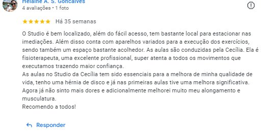 Depoimento de aluna do Studio Cecília Acosta